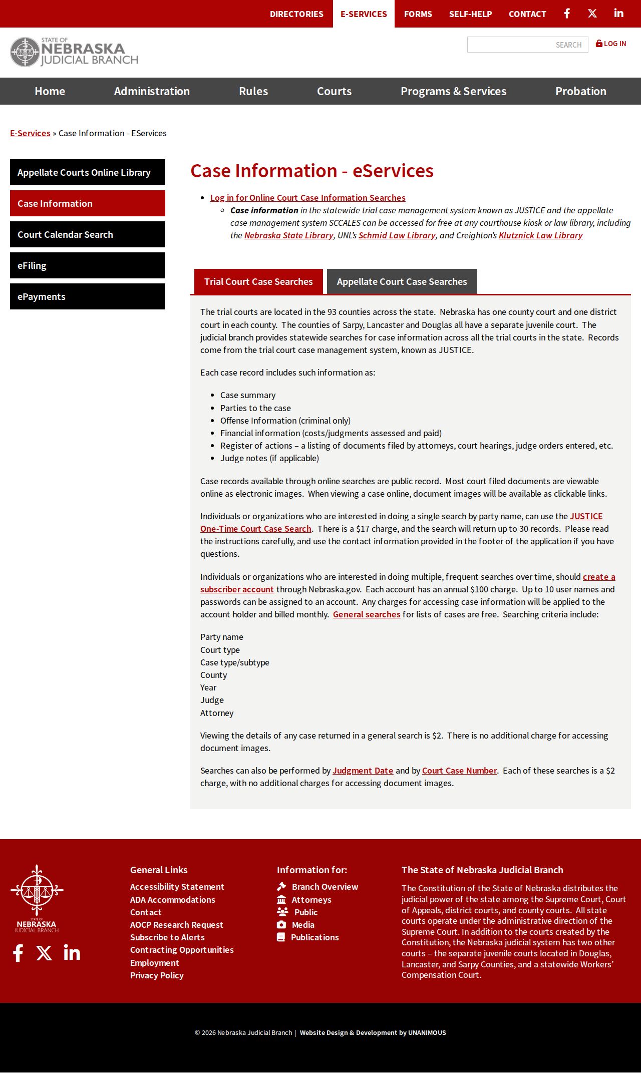 Nebraska JUSTICE guide for McPherson County criminal case records
